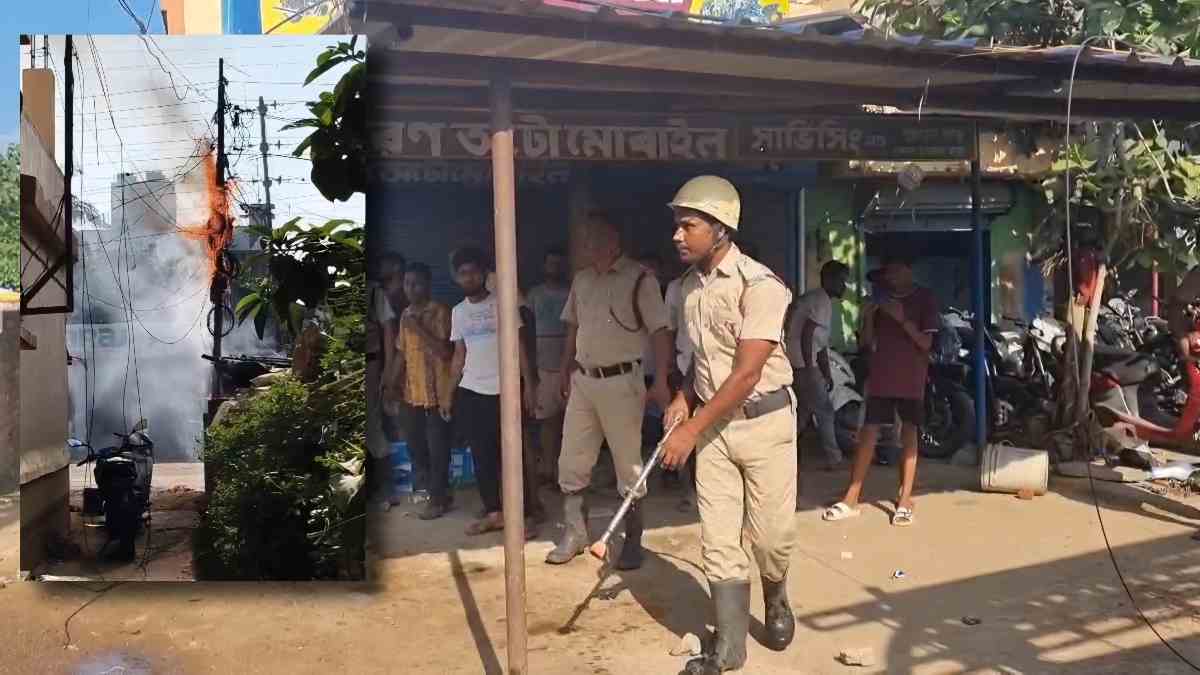 ইলেকট্রিক পোলে আগুন