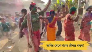 আবির মেখে মাচায় জীবন্ত মানুষ!